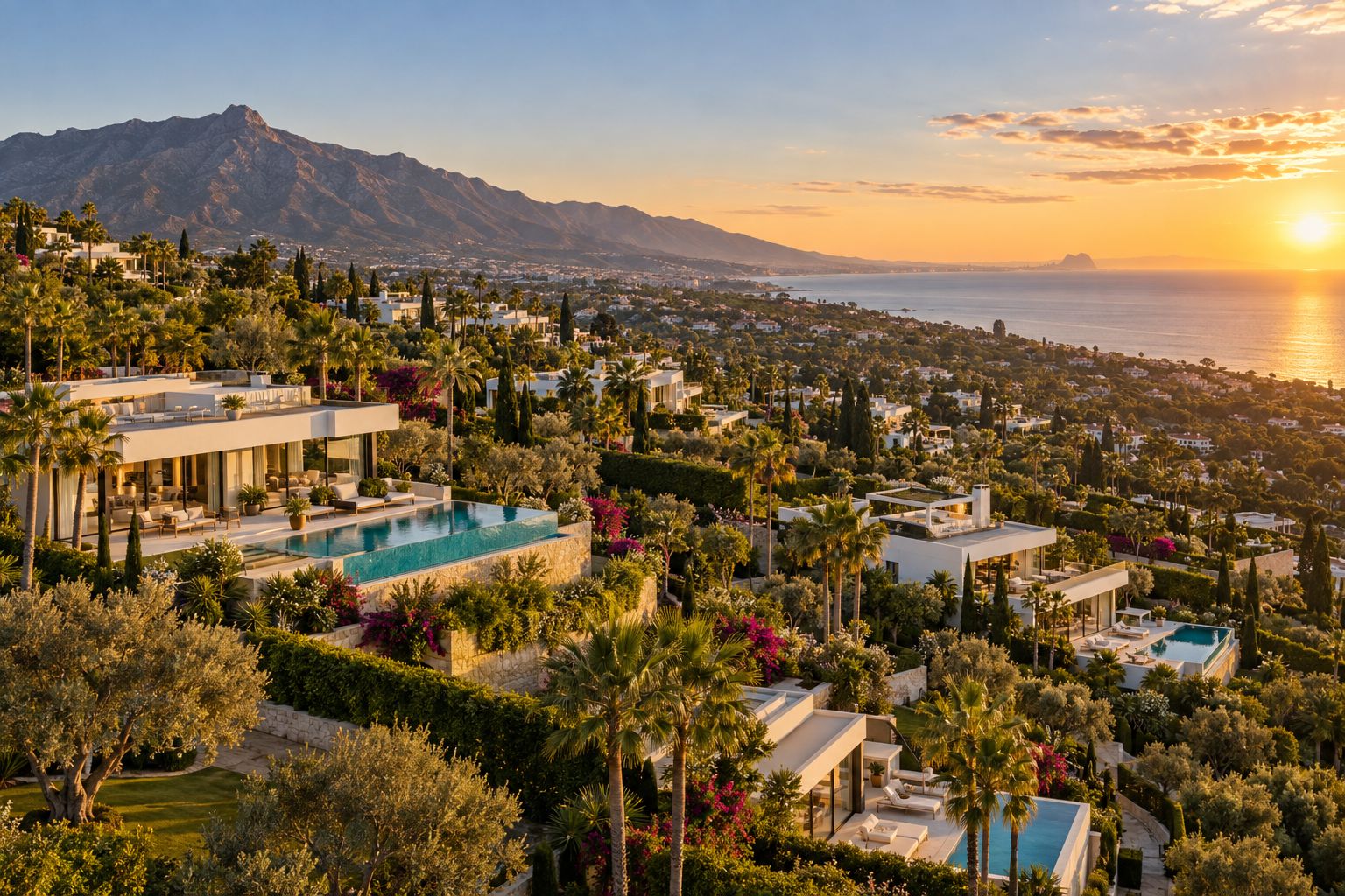 View of Cascada de Camoján, Marbella Golden Mile on the Costa del Sol, Spain – luxury homes for sale