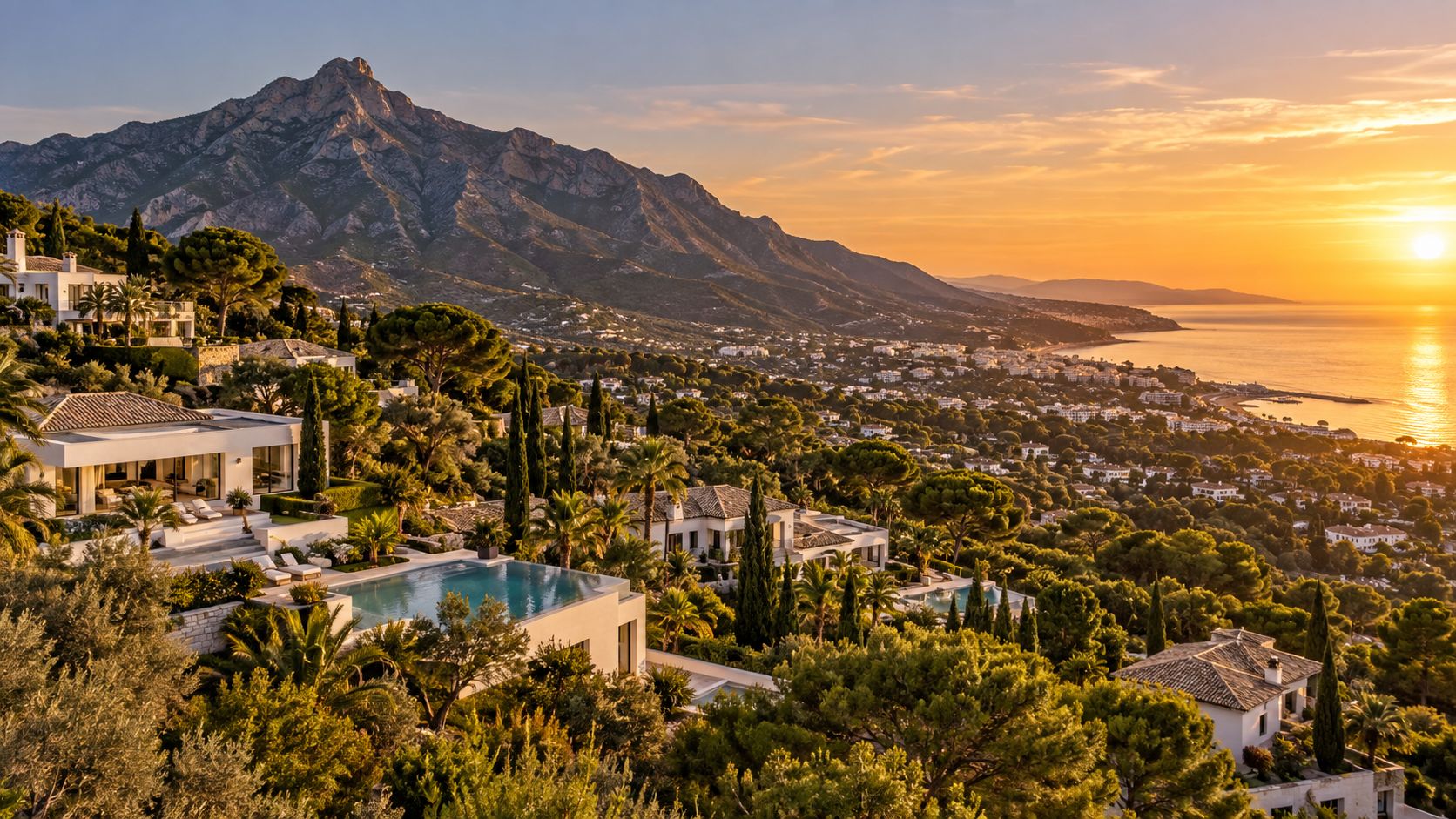 View of Guadalmina Baja, San Pedro de Alcántara on the Costa del Sol, Spain – luxury homes for sale